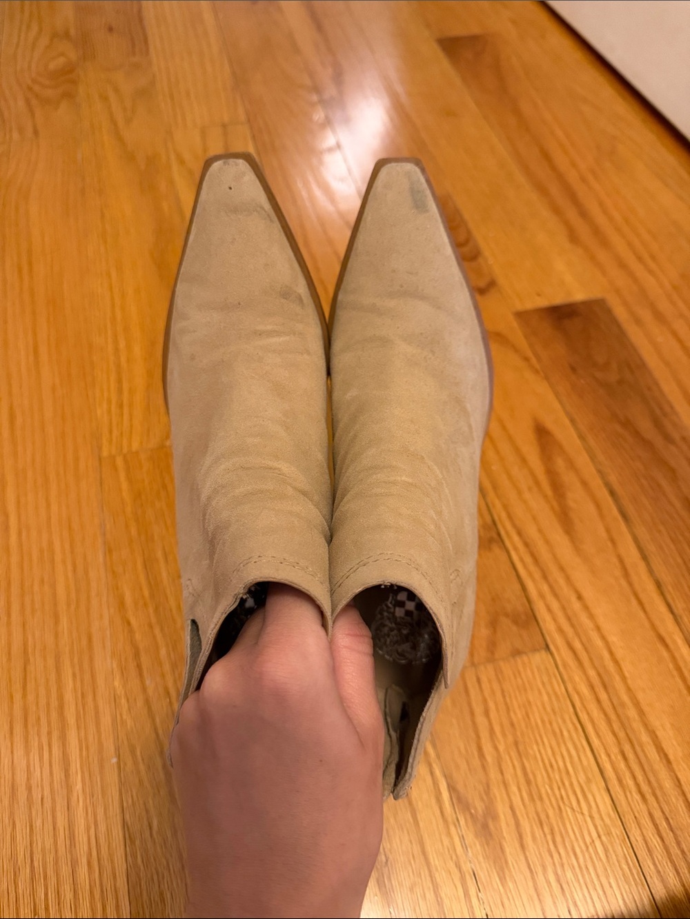 Vince Camuto Tan Suede Pointed Toe Ankle Booties